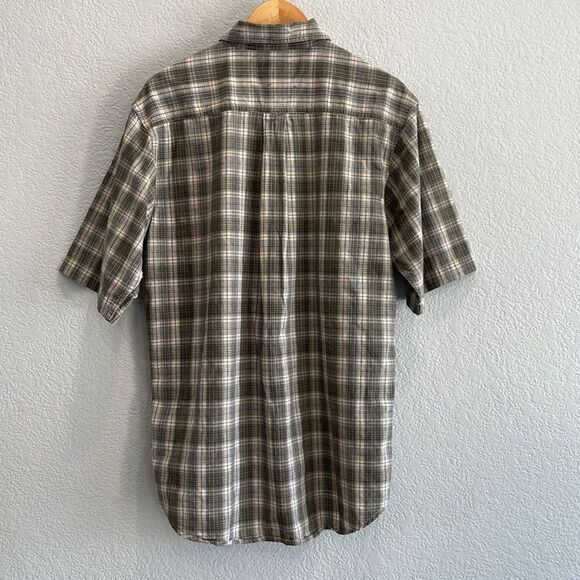 RedHead Olive Green & Blue Plaid Short Sleeve Button Down Shirt Size Medium - Picture 7 of 9